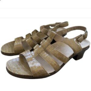 SAS Women's Allegro Beige Patent Croc Print Strappy Comfort Sandal 9.5 W Wide